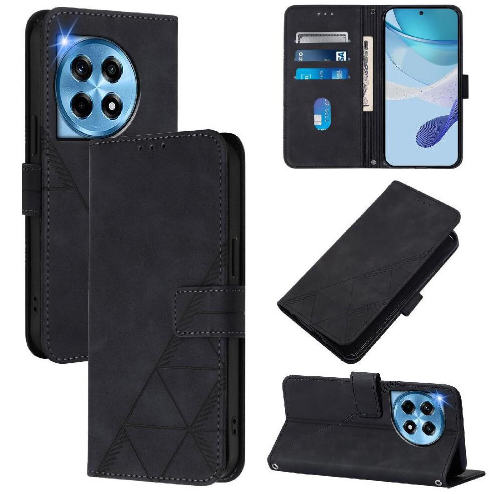 (Black) Case For Oneplus 12R 5G Credit Card Holder Pu Leather Wallet Cover Flip Folio Book Protective Black 764563433957