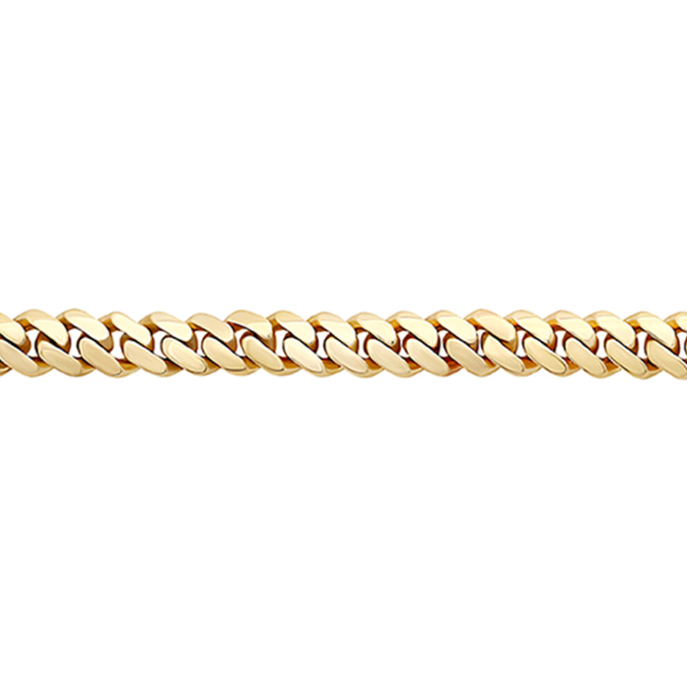 (24) Jewelco London Men's Solid 9ct Yellow Gold Domed Cuban Curb 7mm Chain Link Necklace - JBB453