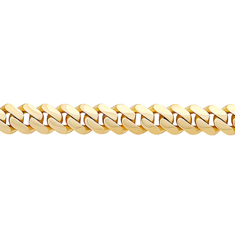 (26) Jewelco London Men's Solid 9ct Yellow Gold Domed Cuban Curb 10mm Chain Link Necklace - JBB455