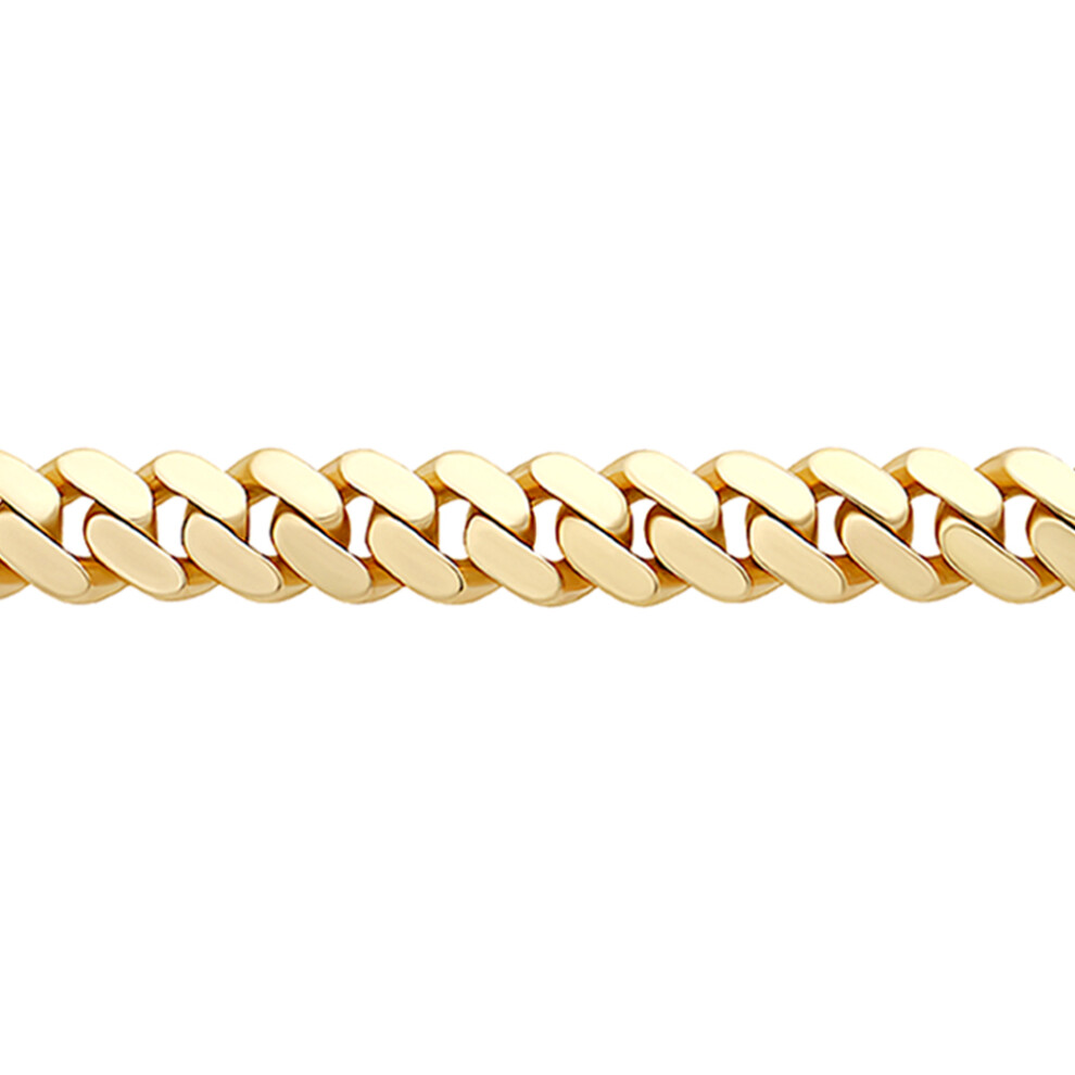 (22) Jewelco London Men's Solid 9ct Yellow Gold Domed Cuban Curb 12mm Chain Link Necklace - JBB456