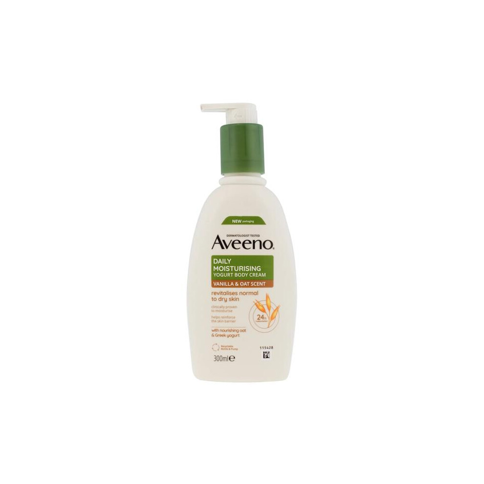 6 x Aveeno Daily Moisturising Yoghurt Body Cream Vanilla & Oat 300ml