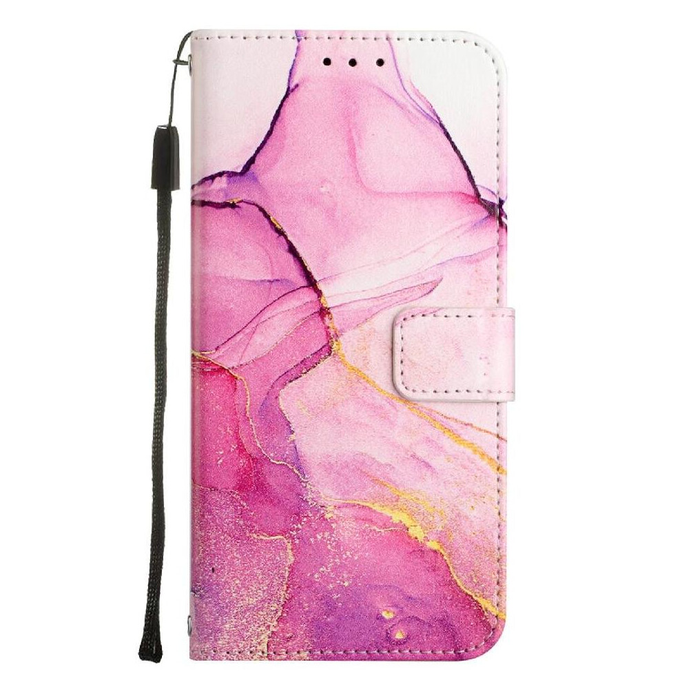 (Rose ) Case For Motorola Moto G55 Marble Pattern Pu Leather Kickstand Wallet Red 764563434145