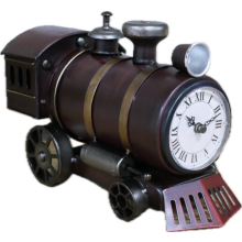Vintage Train Desk Clock | Roman Numerals | Metal Steam Engine Design