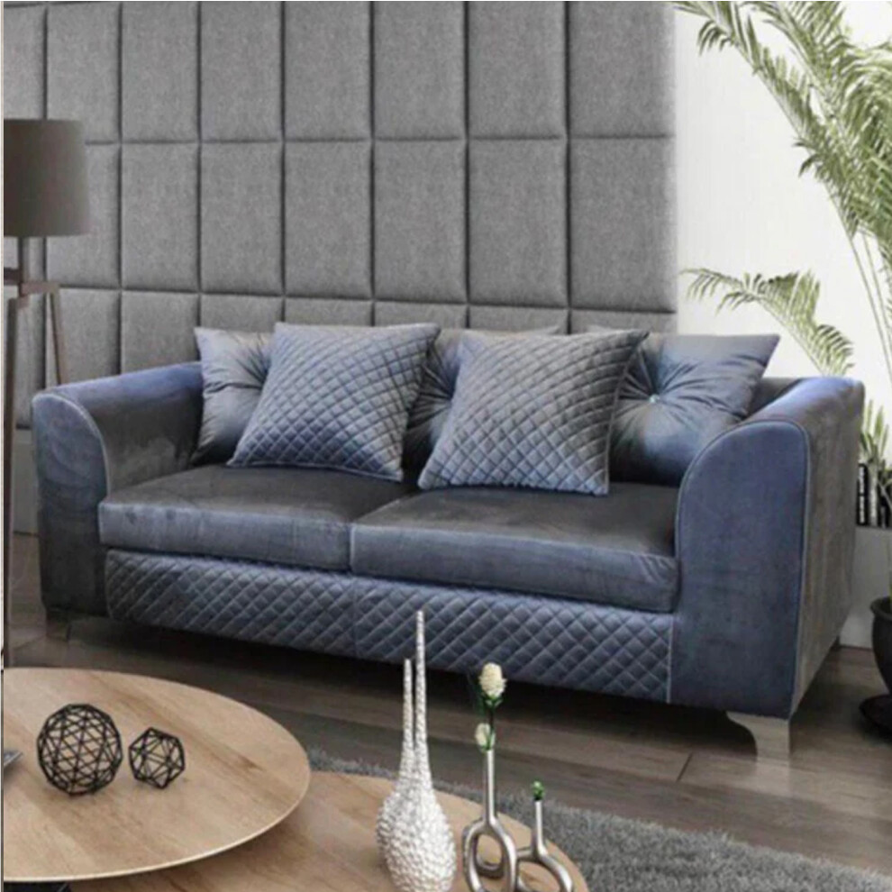 Snugg Furniture (3 Seater) Stork Plush Velvet Sofa (Corner/ 3&2 Seater) Grey
