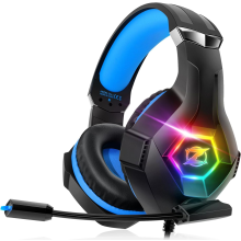 Gaming Headset Stereo Surround Sound Gaming Headphones with Breathing RGB Light & Adjustable Mic for PS4 PS5 PC Xbox On