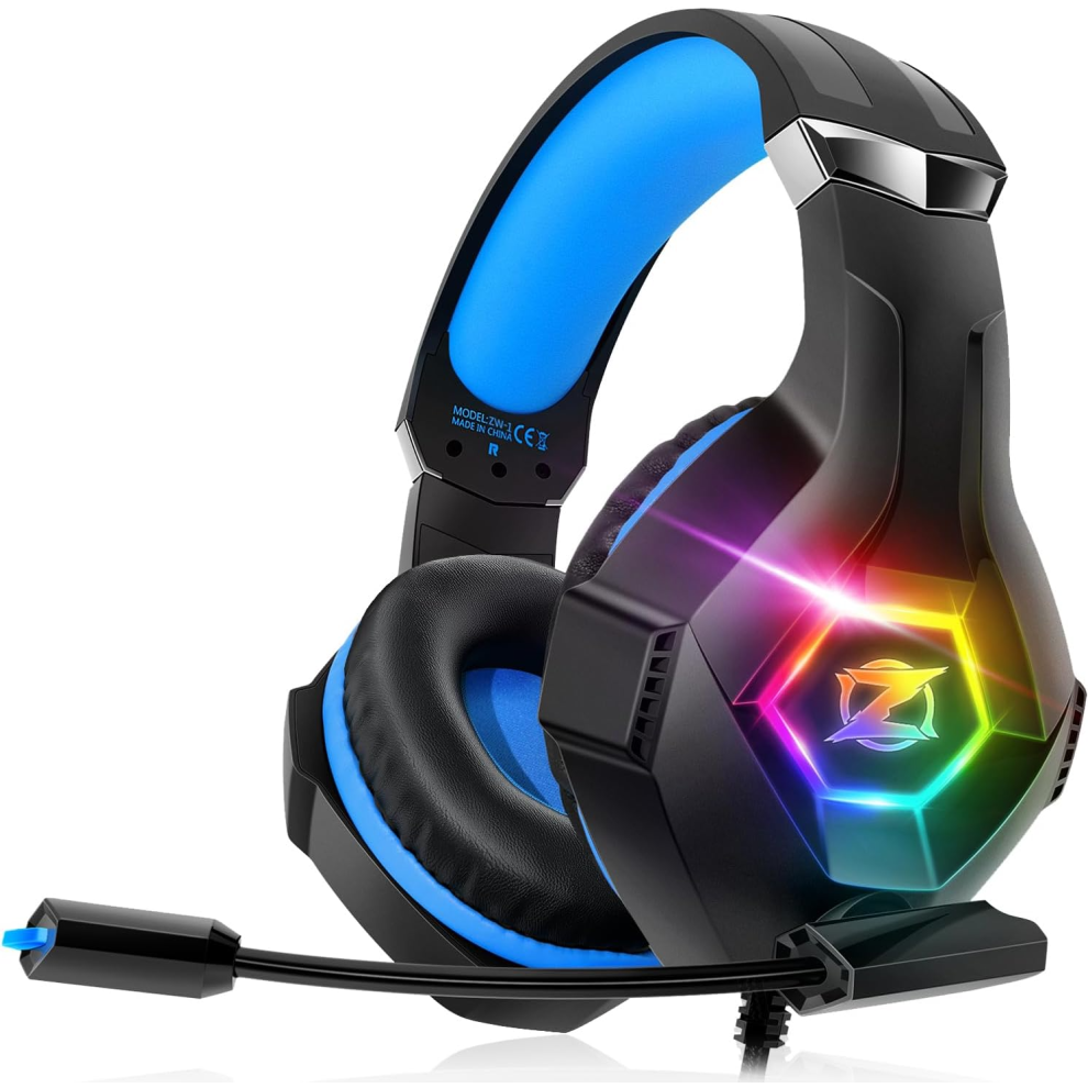 Gaming Headset Stereo Surround Sound Gaming Headphones With Breathing Rgb & Adjustable Mic For Ps4 Ps5 Pc Xbox On Light 4404264319124