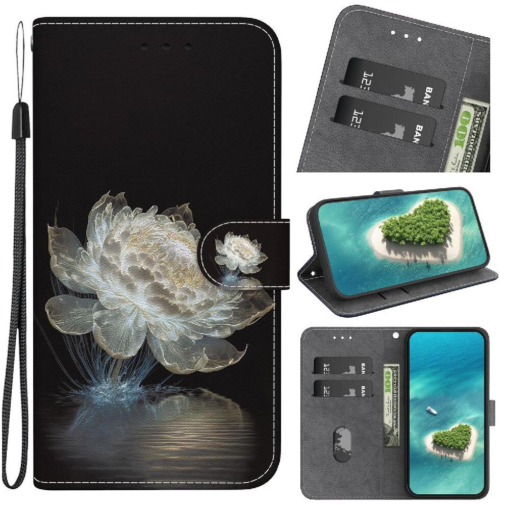(C3 ) Flip Case For Motorola Moto G55 Butterfly Flower Painted Magnetic Closure Pu Leather Card Slots Wallet 764563435012