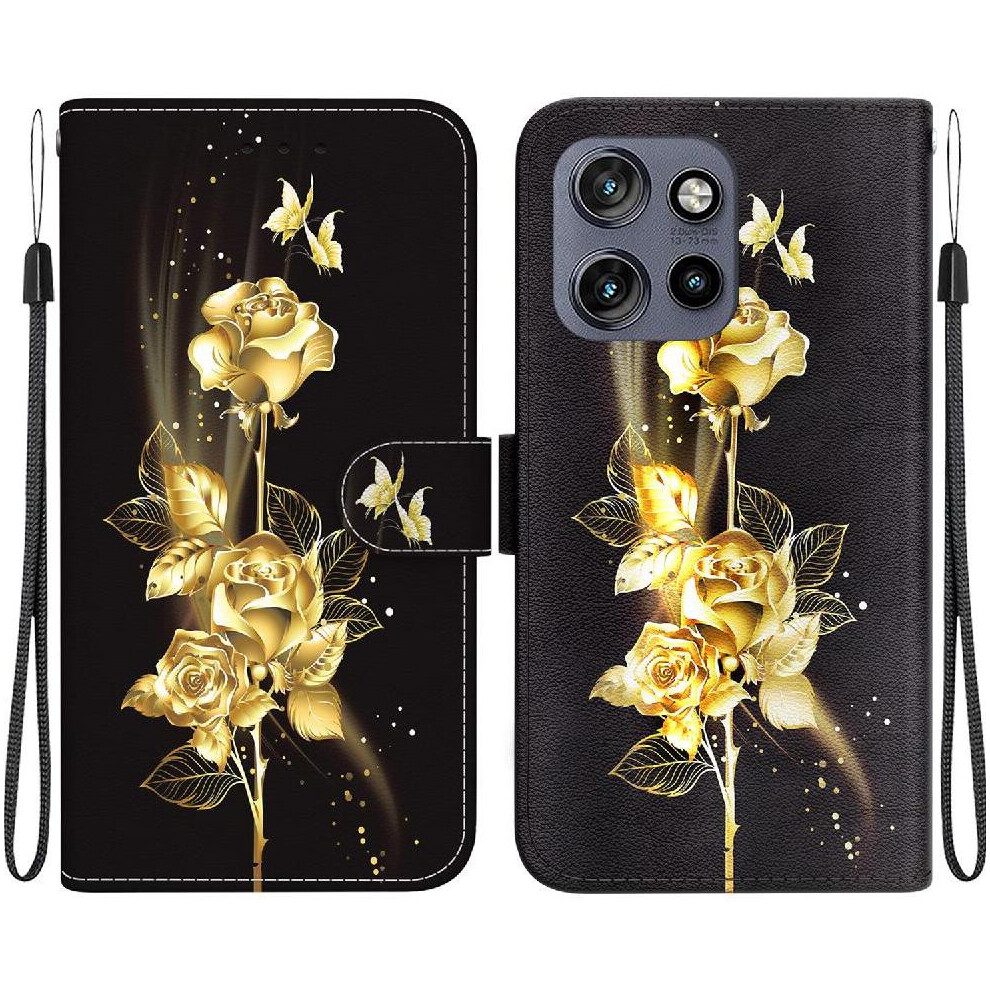 (Ohter) Flip Case For Motorola Edge 50 Neo 5G Butterfly Flower Painted Magnetic Closure Card Slots Pu Leather Wallet 764563435135