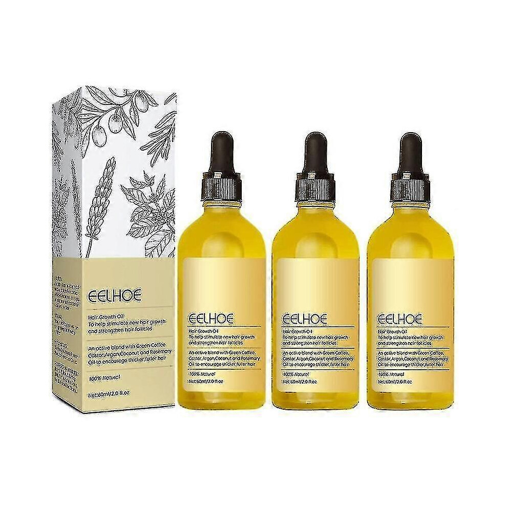 3pcs Natural Hair Growth Oil, Rosemary Oil Nourishing Hair Treatment Essential Oil for Hair Growth 60ml