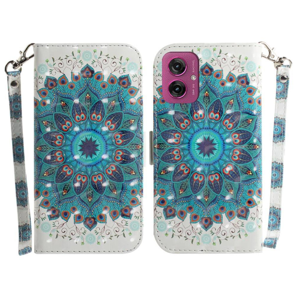 (C3 ) 3D Painted Protective Case For Motorola Moto G55 Pu Leather Card Slots Magnetic Closure Lanyard Wallet 764563436286