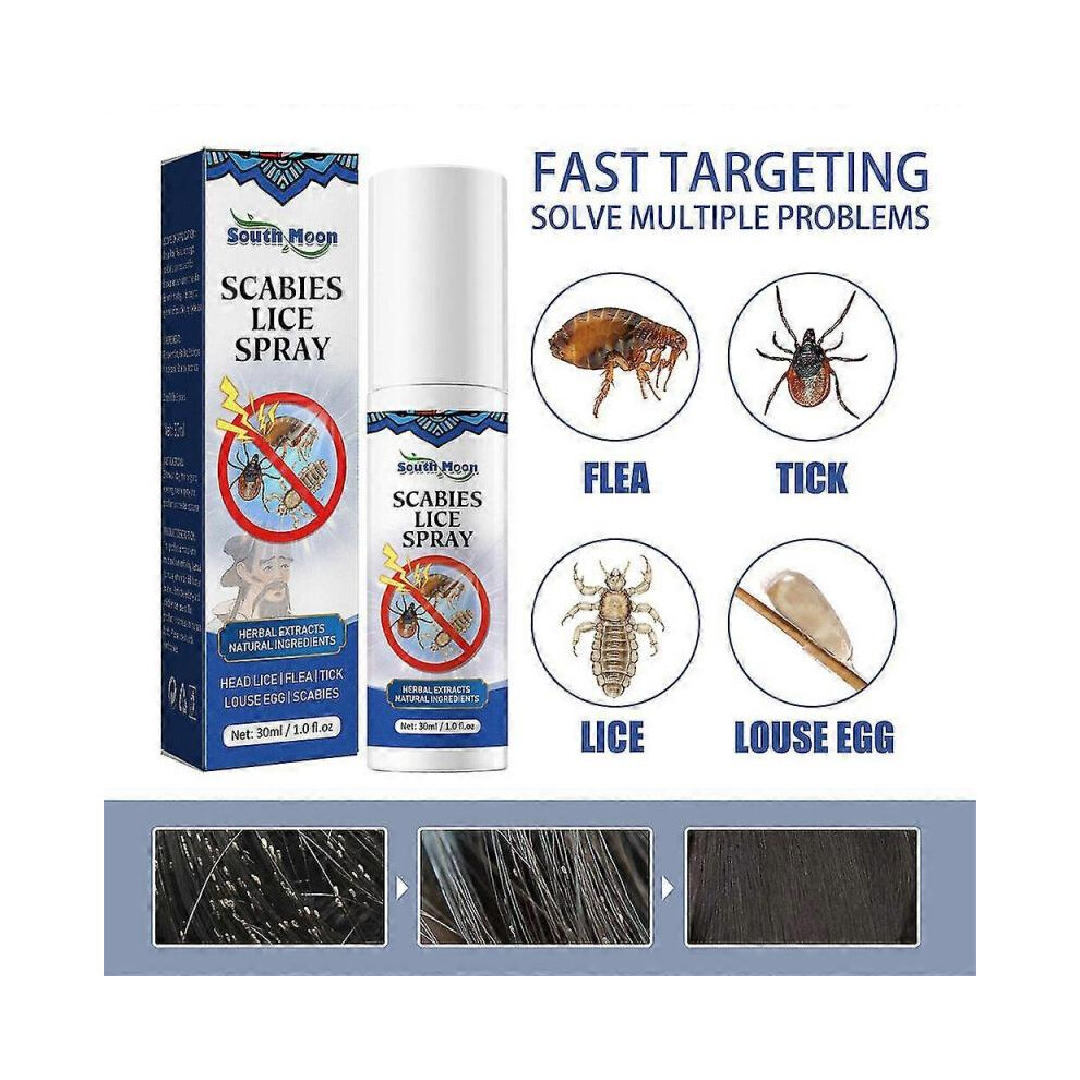 (1pcs) 1-3pcs Head Lice Removal Spray Anti-itch Anti-pruritus Antibacterial Remove Mites Fleas Tick Louse Eggs Pubic Lice Hair Care