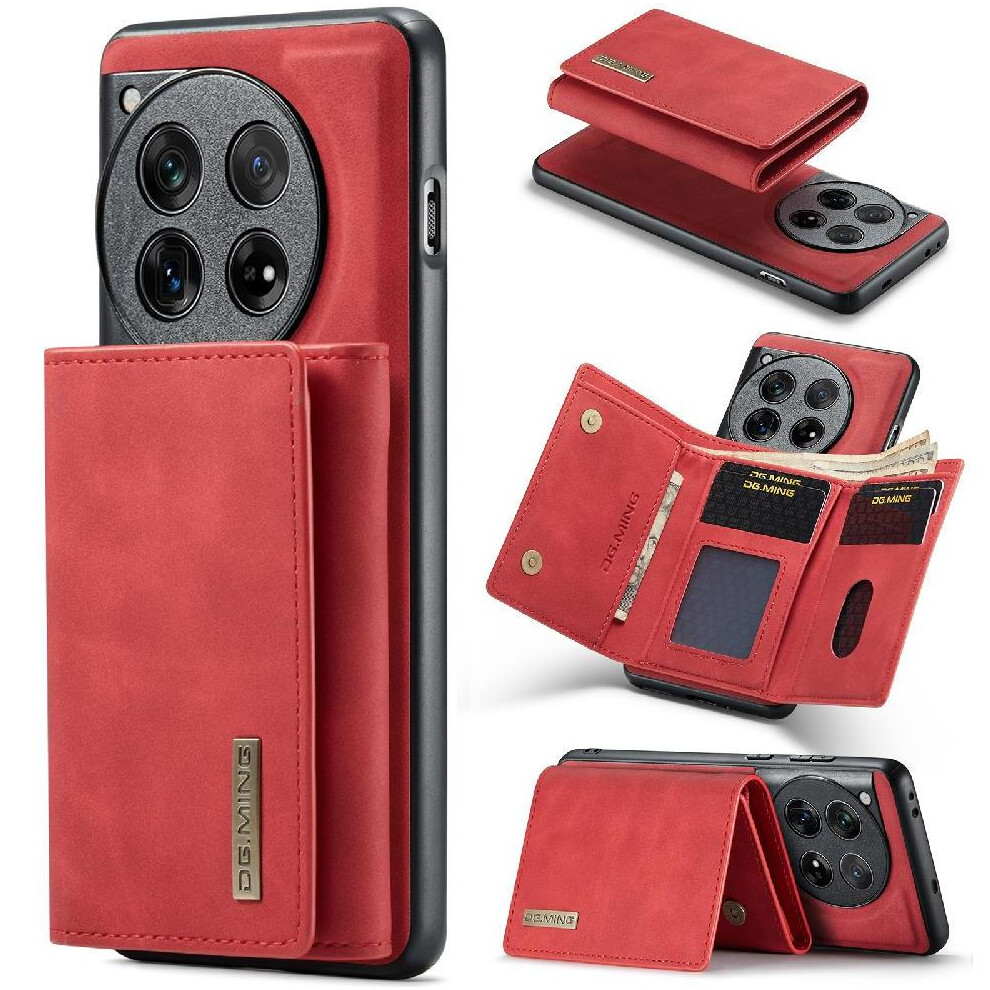 (Red) Wallet Case For Oneplus 12 Card Slots Magnetic Pu Leather Protective Flip Kickstand Red 764563436873