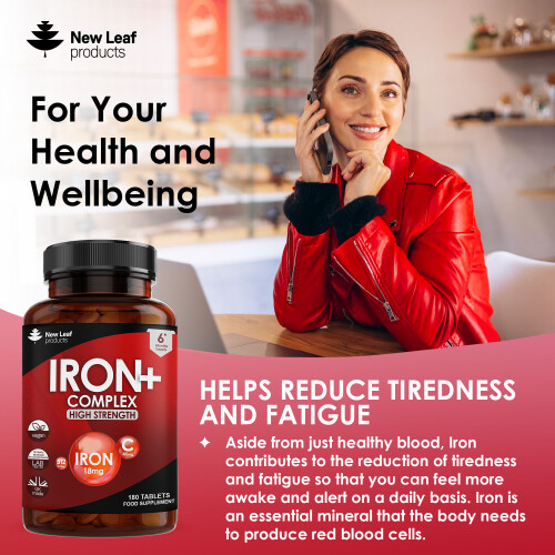 New Leaf Product Iron Tablets Complex High Strength Active Supplements + Vitamins C B12 2