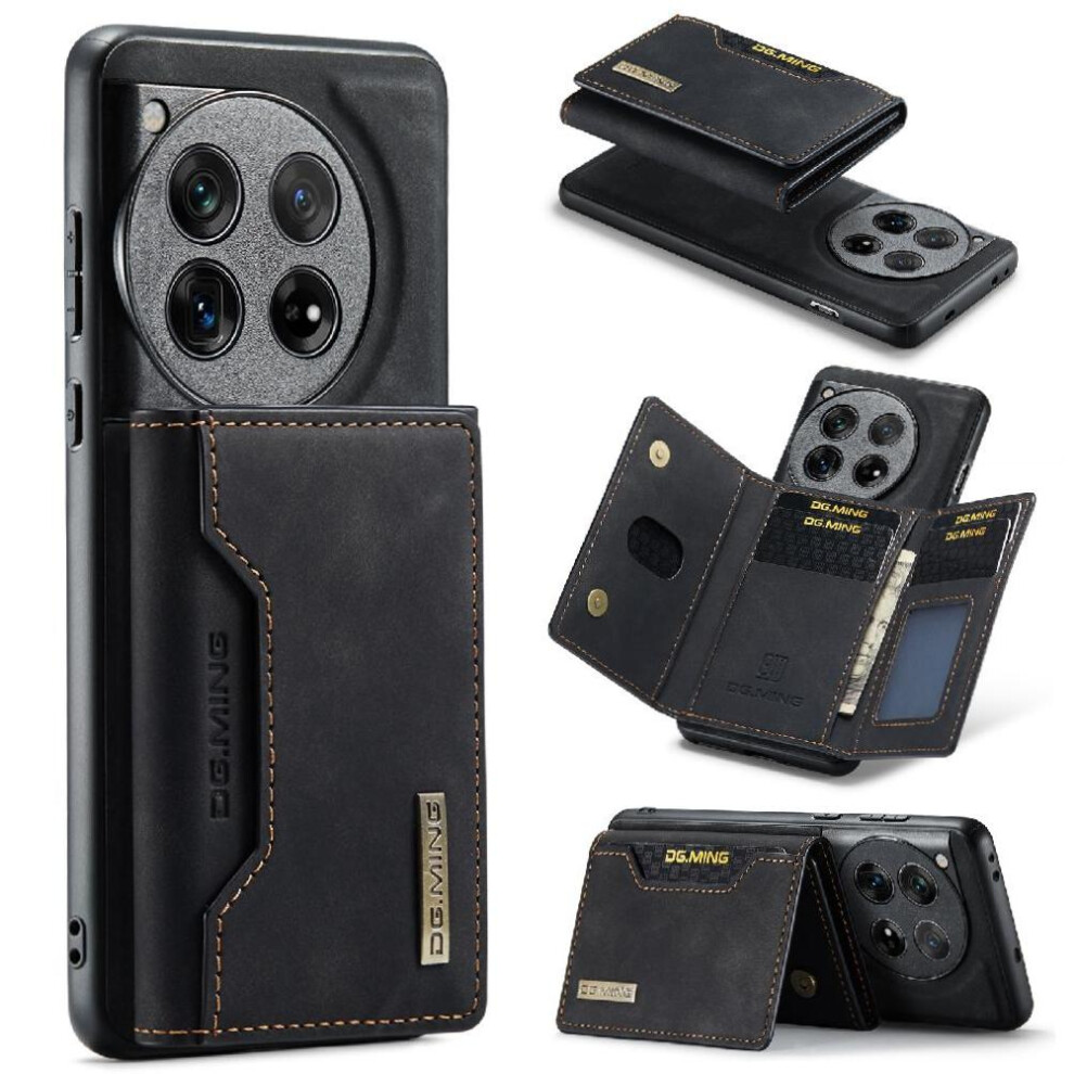 (Black) Wallet Case For Oneplus 12 Pu Leather Magnetic Card Slots Flip Kickstand Protective Black 764563437719