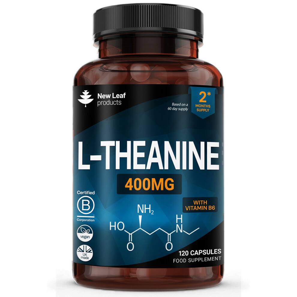 New Leaf Product L-Theanine Enriched With Vitamin B6 - 120 Potent 400Mg Vegan Capsules