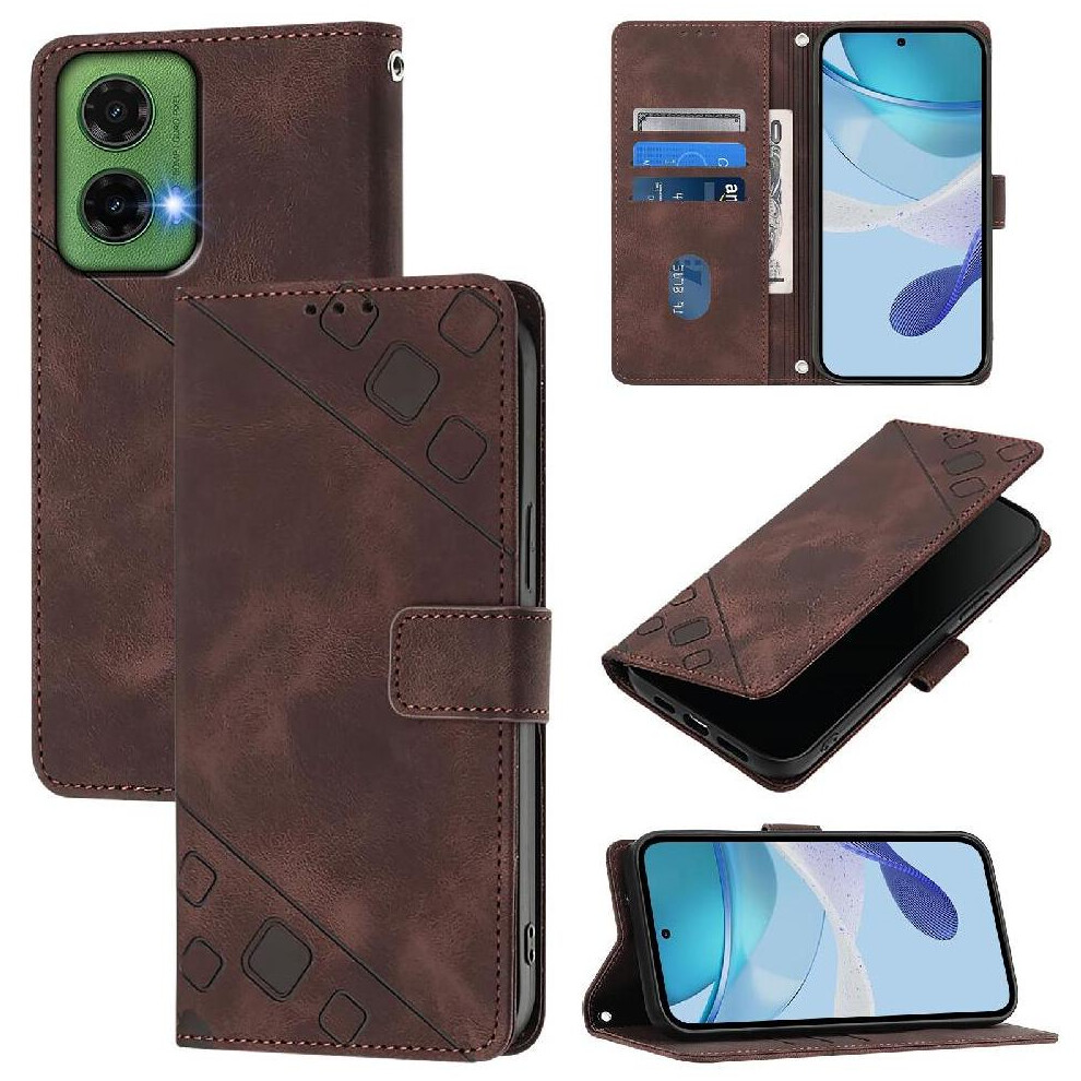 Gangxun (Brown) Case For Motorola Moto G35 Magnetic Leather Wallet Flip Cover Card Holder Brown