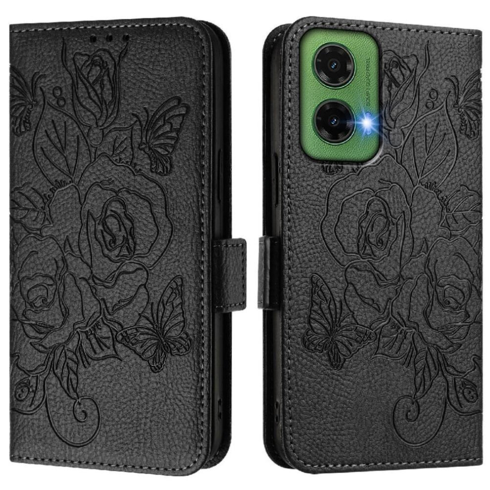 (Black) Case For Motorola Moto G35 Pu Leather Magnetic Wallet With Credit Card Slot Black 764563438051