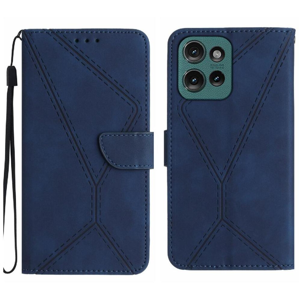 (Dark ) Case For Motorola Edge 50 Neo Stitching Embossed Soft Pu Leather Leather Wallet High Quality Tpu Blue 764563438099