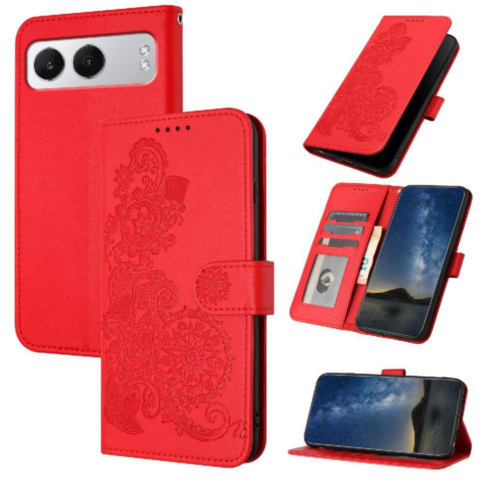 (Red) Flip Case For Oneplus Nord 4 Flip Folio Book Pu Leather Magnetic Closure Kickstand Protective With Card Slot Stand Red 764563438907
