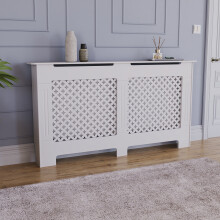 (Large) Oxford Radiator Cover White Grill Cabinet Guard