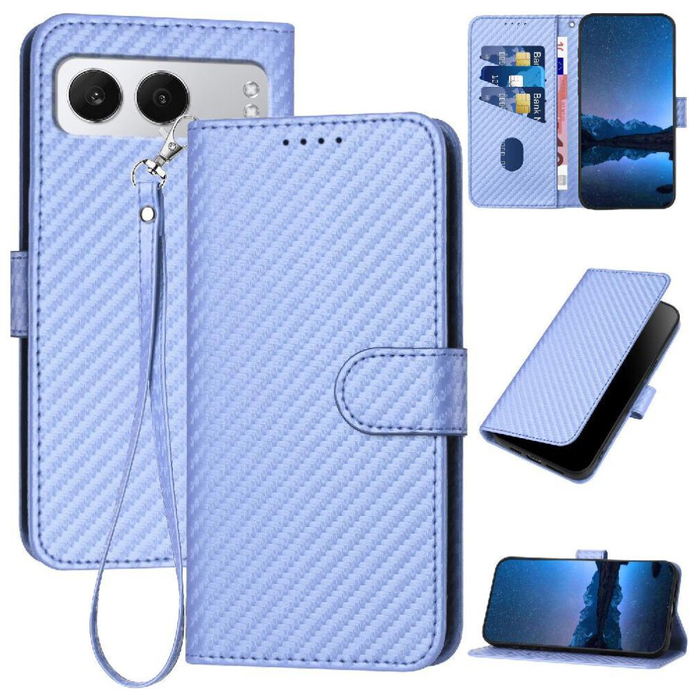 (Purple) Flip Case For Oneplus Nord 4 With Card Slot And Kickstand Carbon Fiber Surface Premium Leather With Detachable Hand Strap Purple 764563439072