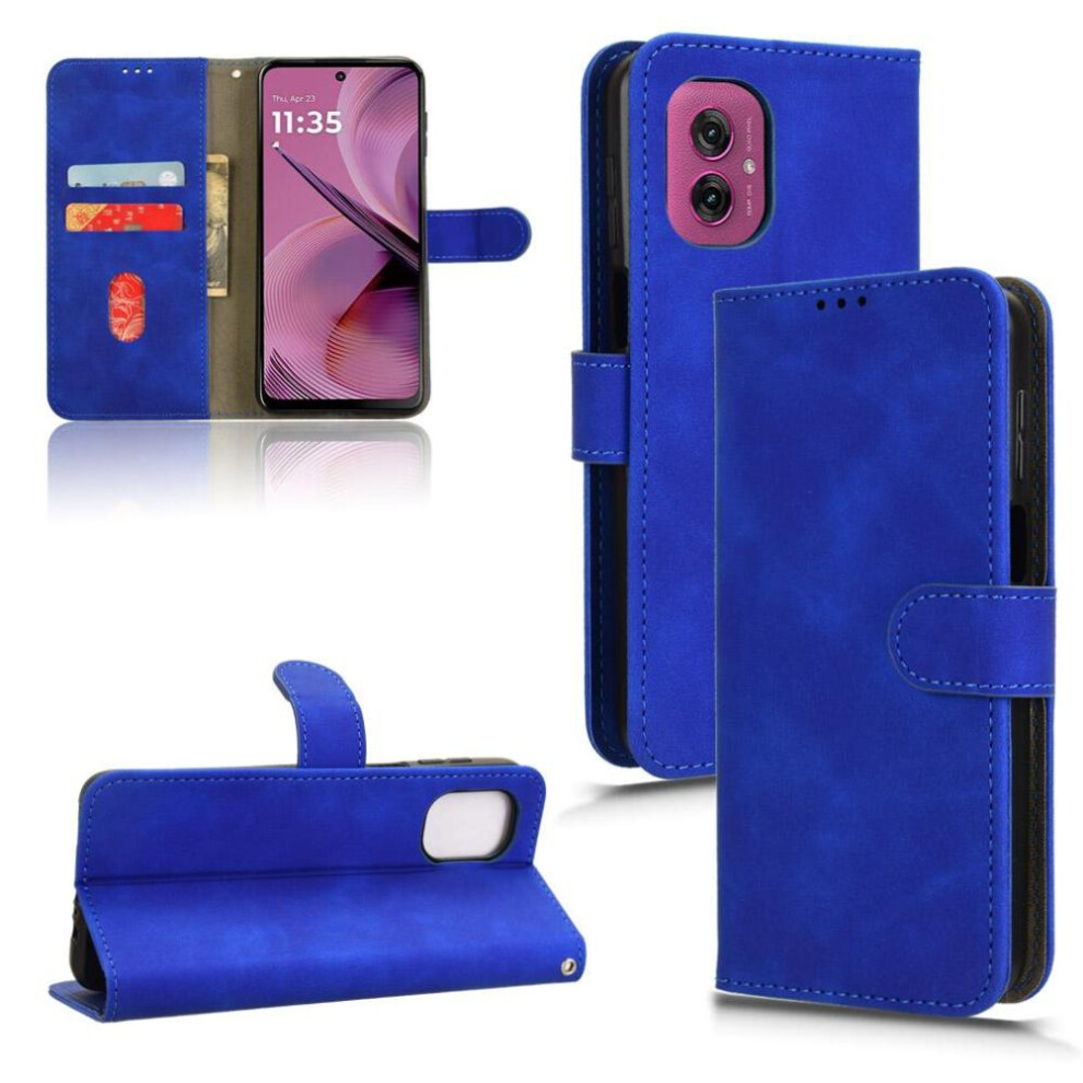 (Blue) Flip Case For Motorola Moto G55 5G Card Slots Holder Side Buckle Pu Leather Wallet Kickstand Blue 764563439201
