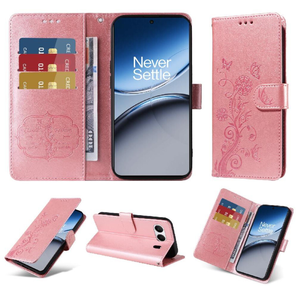 (Rose ) Flip Case For Oneplus Nord 4 Cardslots Leather Flower Flip Gold 764563439263