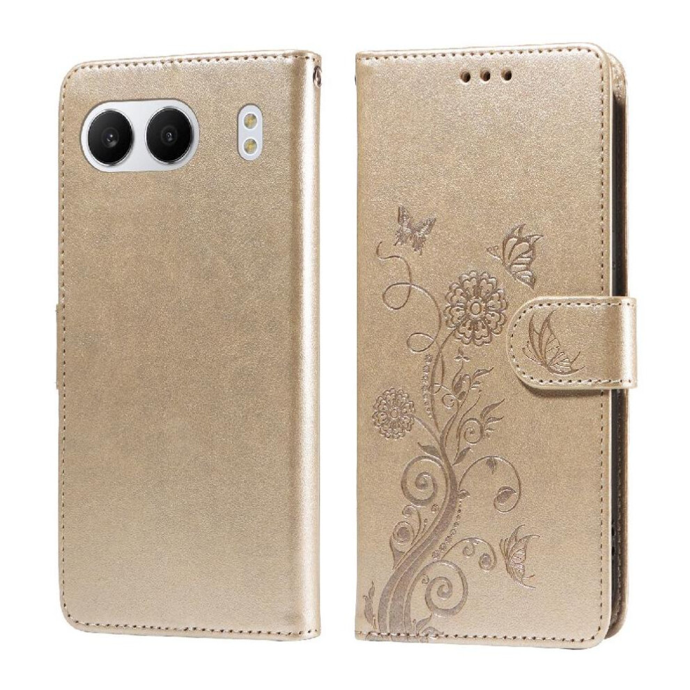 (Gold) Flip Case For Oneplus Nord 4 Cardslots Leather Flower Flip Gold 764563439256
