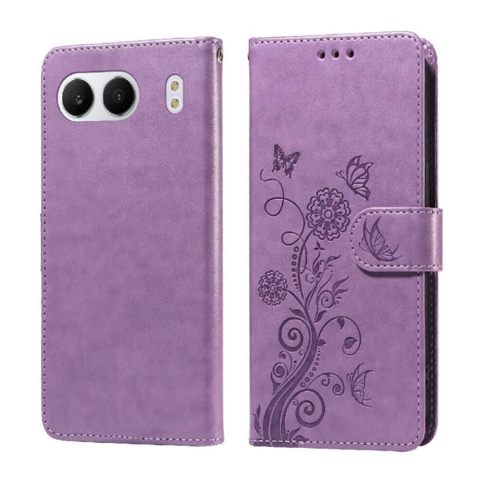 (Purple) Flip Case For Oneplus Nord 4 Cardslots Leather Flower Flip Purple 764563439225