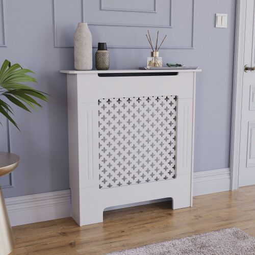 (Small) Oxford Radiator Cover White Grill Cabinet Guard