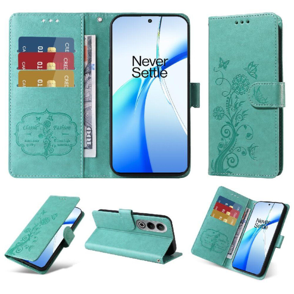 (Green) Flip Case For Oneplus Ace 3V Leather Flip Flower Cardslots Green 764563439287