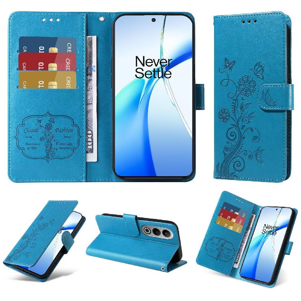 (Blue) Flip Case For Oneplus Ace 3V Leather Flip Flower Cardslots Blue 764563439294