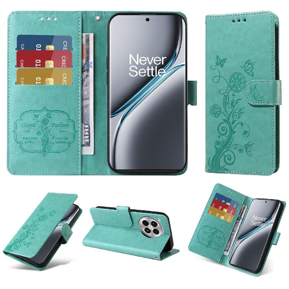 (Green) Flip Case For Oneplus Ace 3 Pro Leather Flower Flip Cardslots Green 764563439331