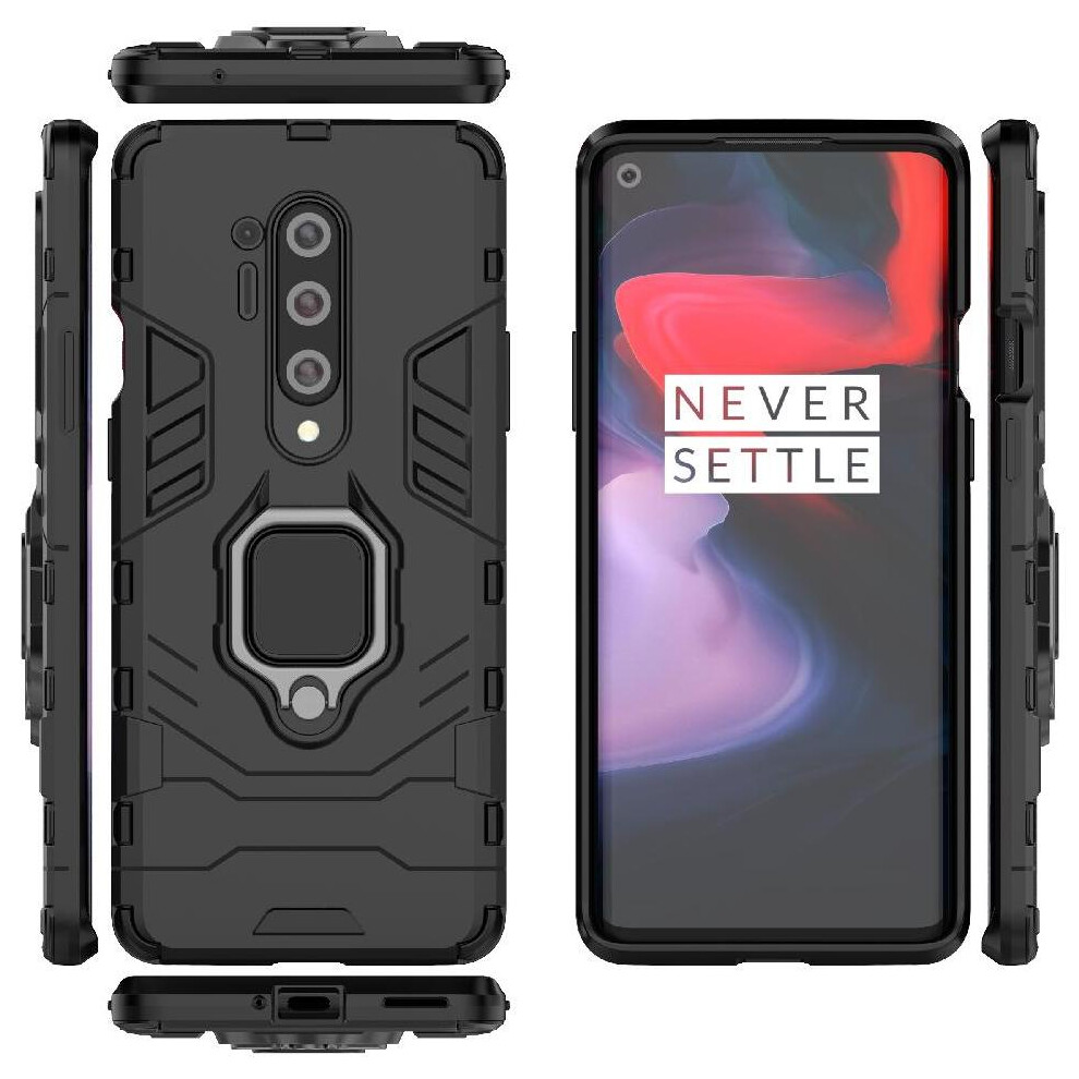 (Black) Ring Car Mount Kickstand Case For Oneplus 8 Pro Military Grade Protection Shockproof Metal Ring Holder Kickstand Black 764563439638