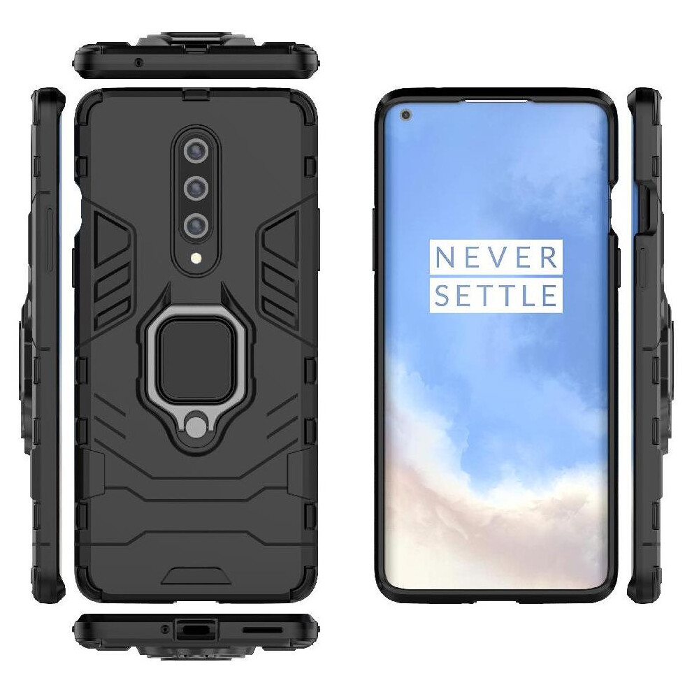 (Black) Ring Car Mount Kickstand Case For Oneplus 8 Shockproof Metal Ring Holder Kickstand Military Grade Protection Black 764563439669