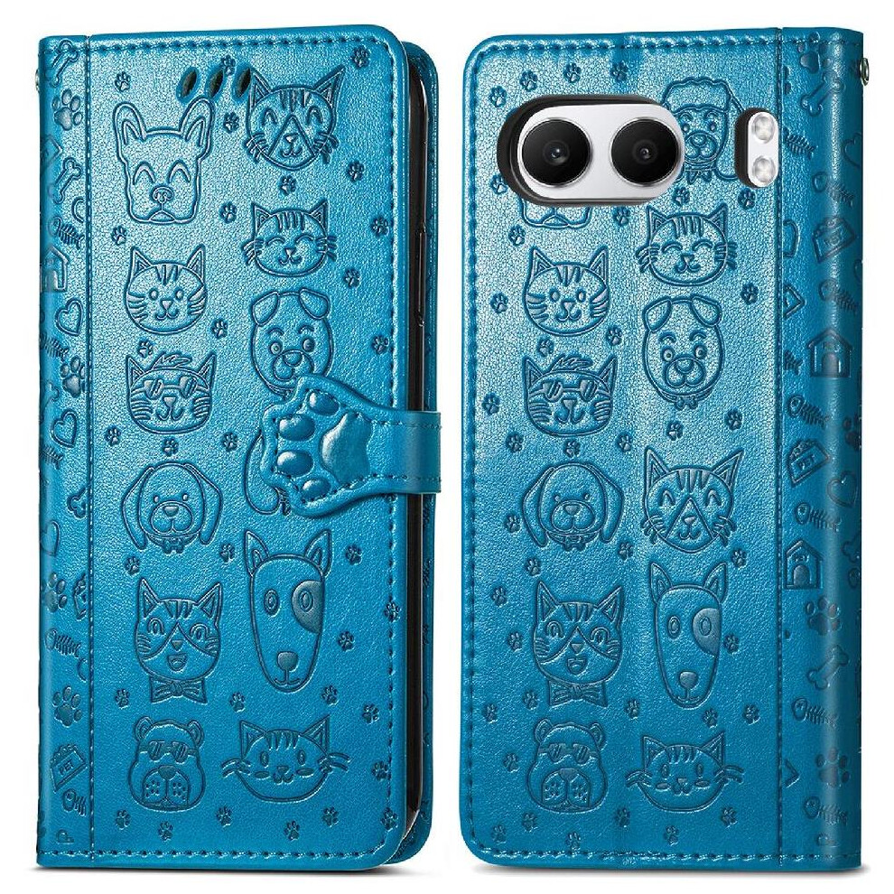 (Blue) Case For Oneplus Nord 4 Flip Cover Short Strap Leather Case Shockproof Cartoon Animals Blue 764563439706