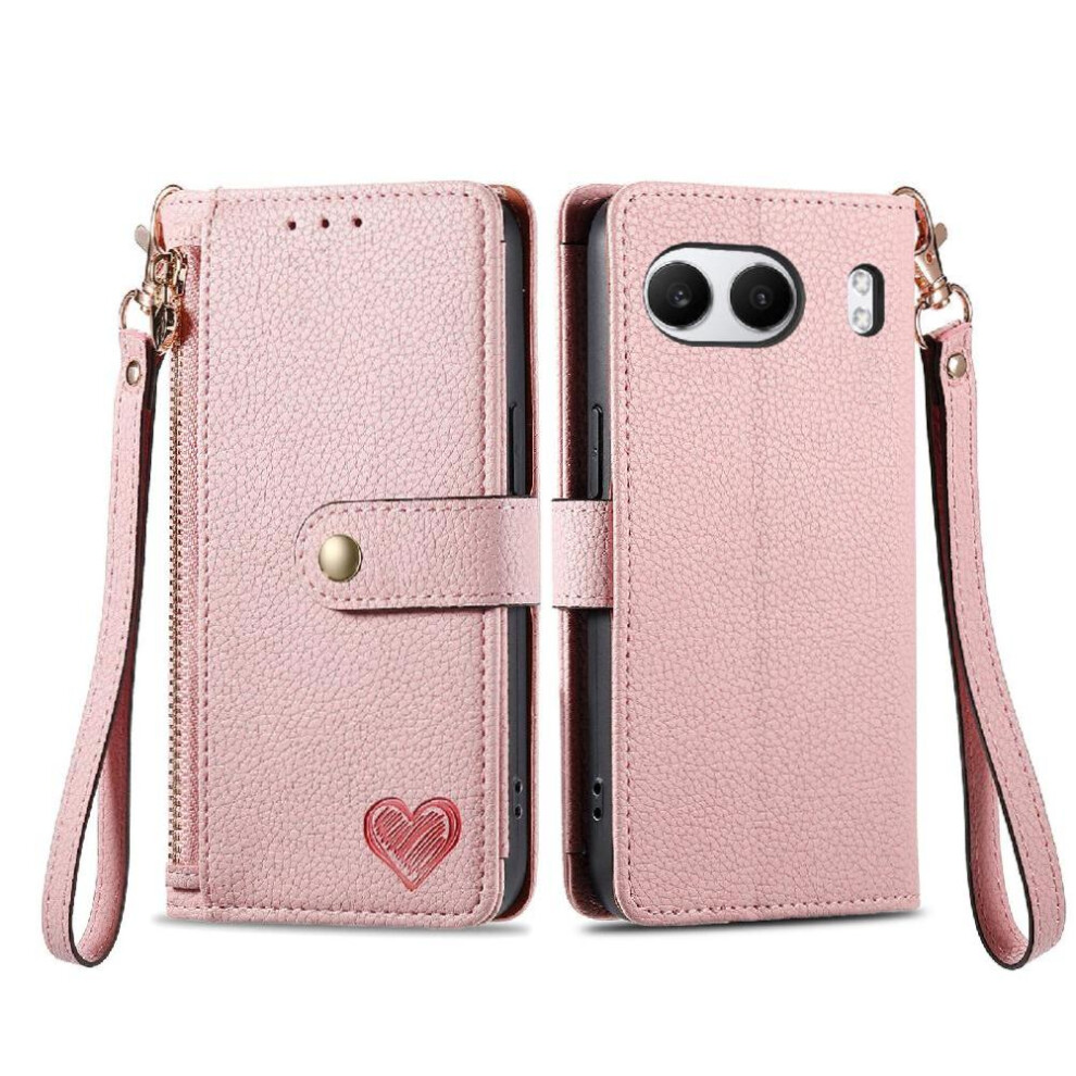 (Pink) Flip Case For Oneplus Nord 4 Shockproof Zipper Love Wallet Leather Case Pink 764563440146
