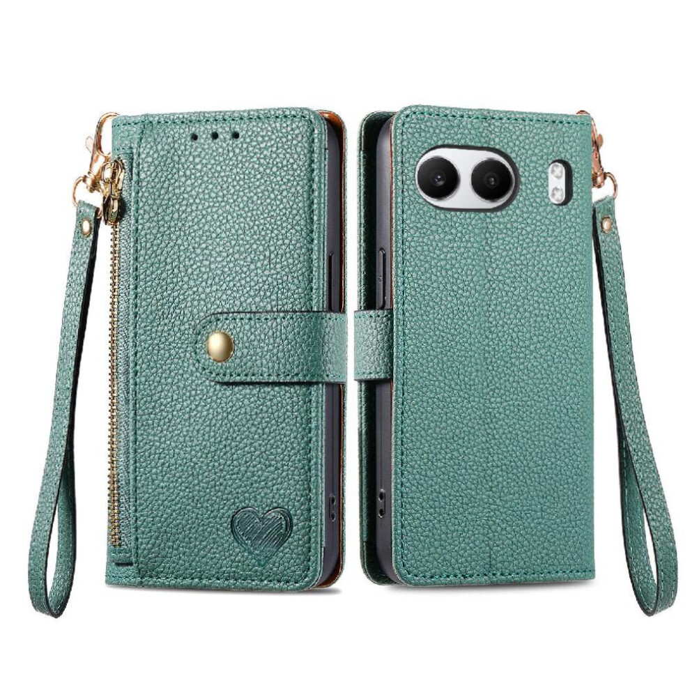 (Green) Flip Case For Oneplus Nord 4 Shockproof Zipper Love Wallet Leather Case Green 764563440160
