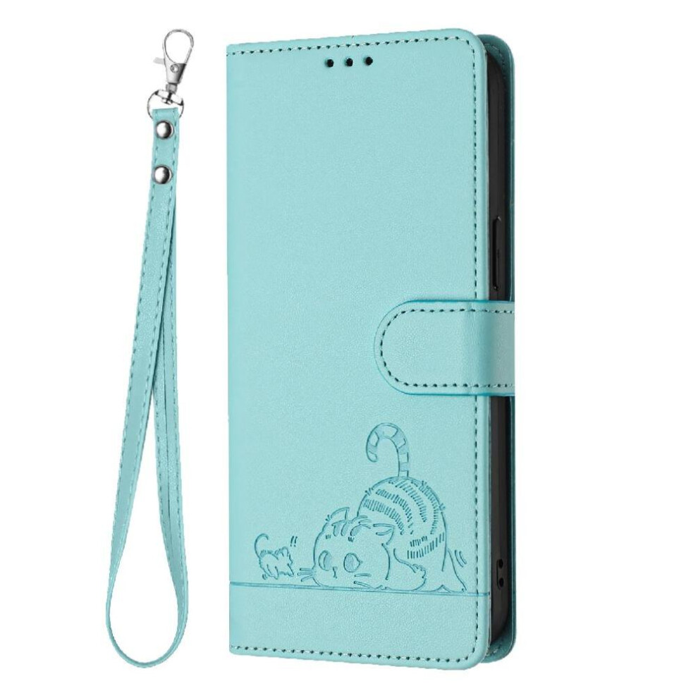 (Green) Case For Oneplus 12R 5G Wallet Flip Cover Cat Rfid Card Slot Holder Kickstand Green 764563440313