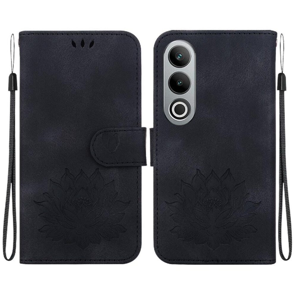 (Black) Flip Case For Oneplus Nord Ce4 5G Kickstand Relief Lotus Flower Magnetic Kickstand Wallet Black 764563440603