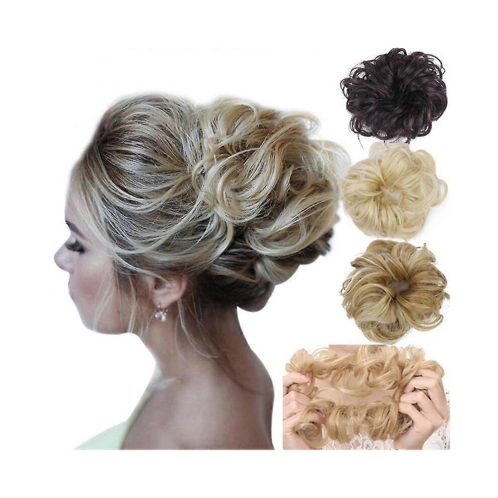 (18) Farfi Fashion Women Hair Bun Extension Wavy Curly Messy Donut Chignons Wig Hairpiece