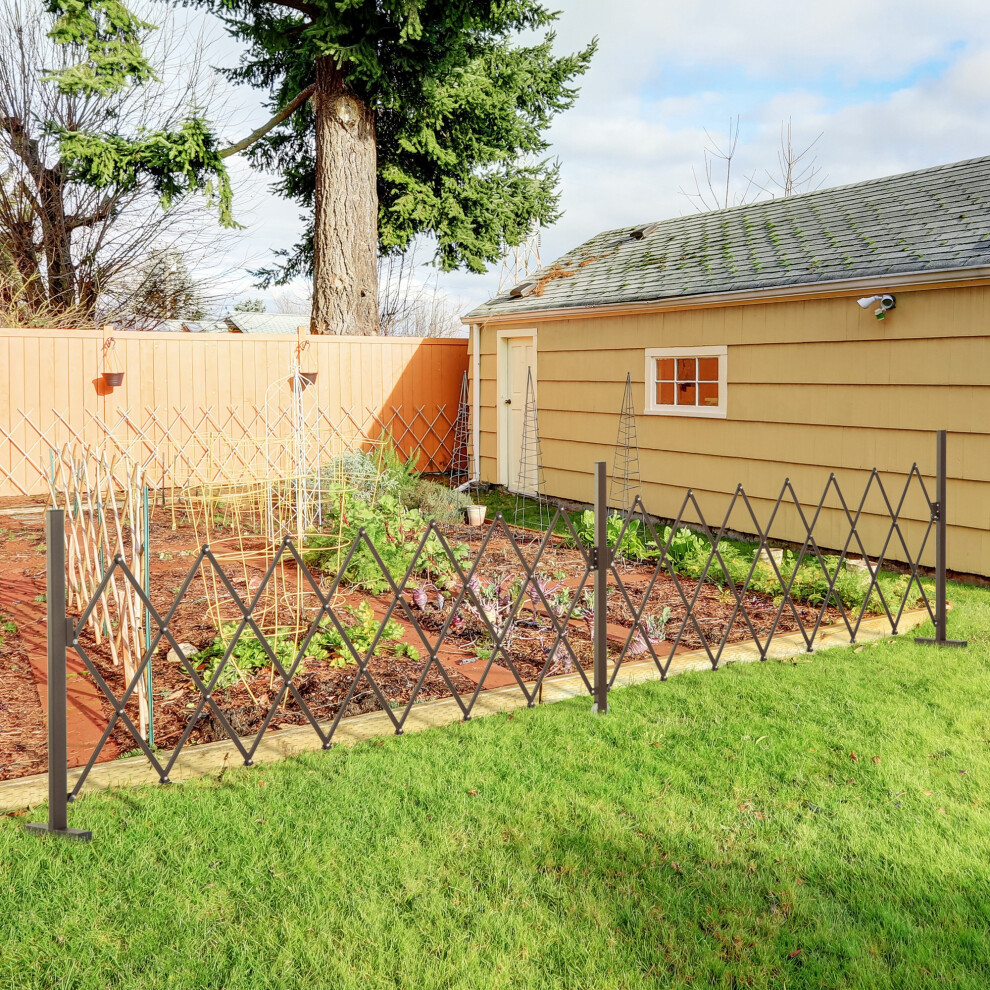 Outsunny Aluminium Alloy Fence Foldable Garden Screen Panel, Dark/Brown