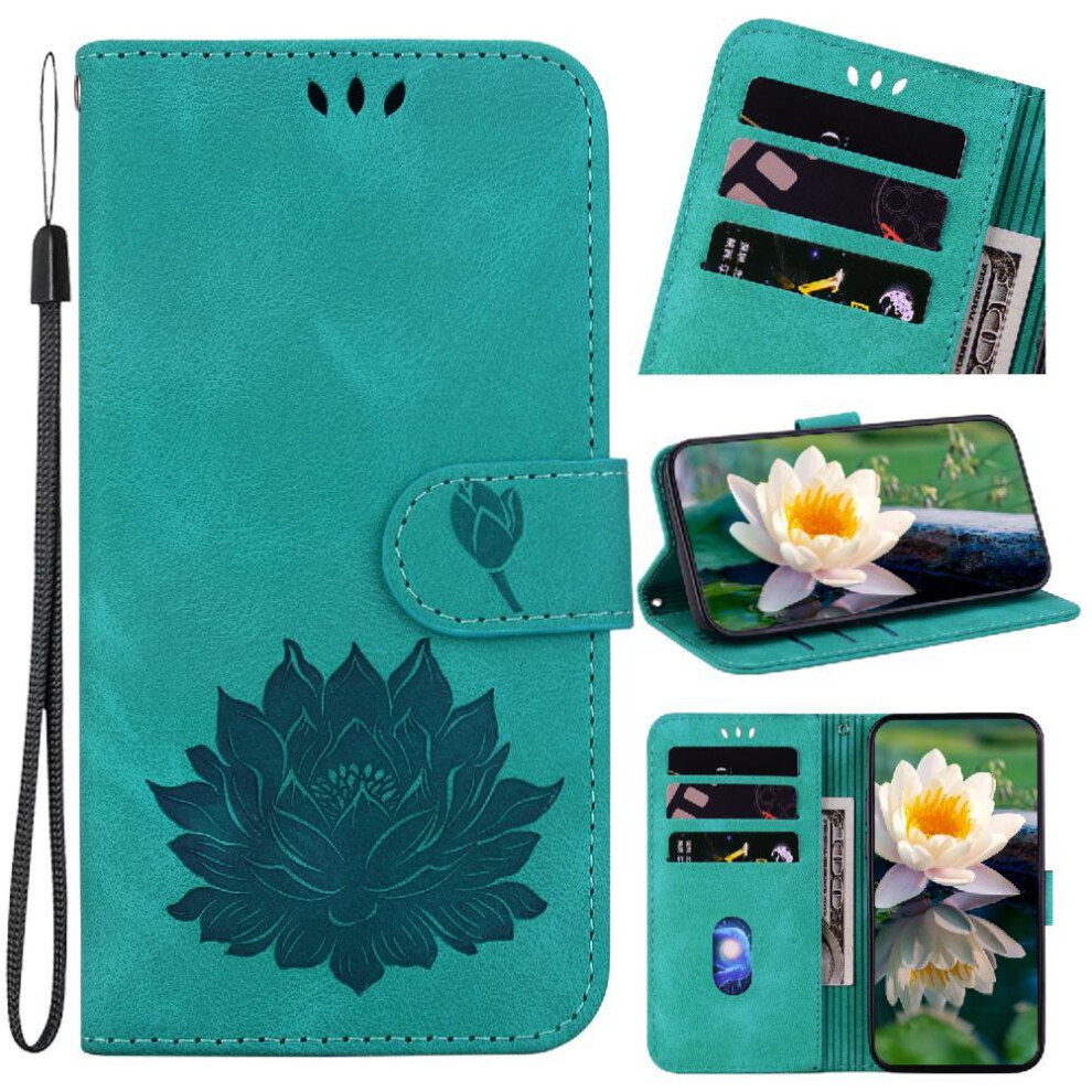 (Green) Flip Case For Oneplus Nord Ce4 Lite 5G Kickstand Wallet Relief Lotus Flower Kickstand Magnetic Green 764563440979