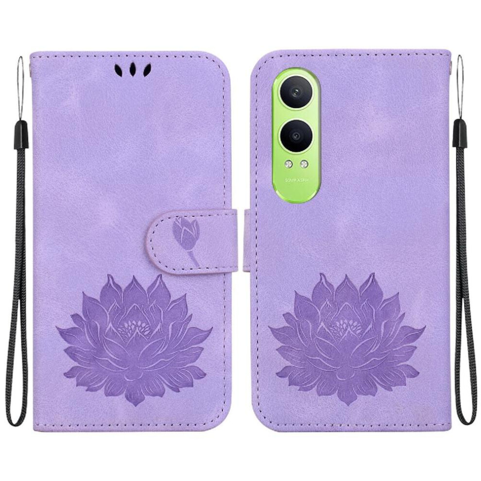 (Purple) Flip Case For Oneplus Nord Ce4 Lite 5G Kickstand Wallet Relief Lotus Flower Kickstand Magnetic Purple 764563440986