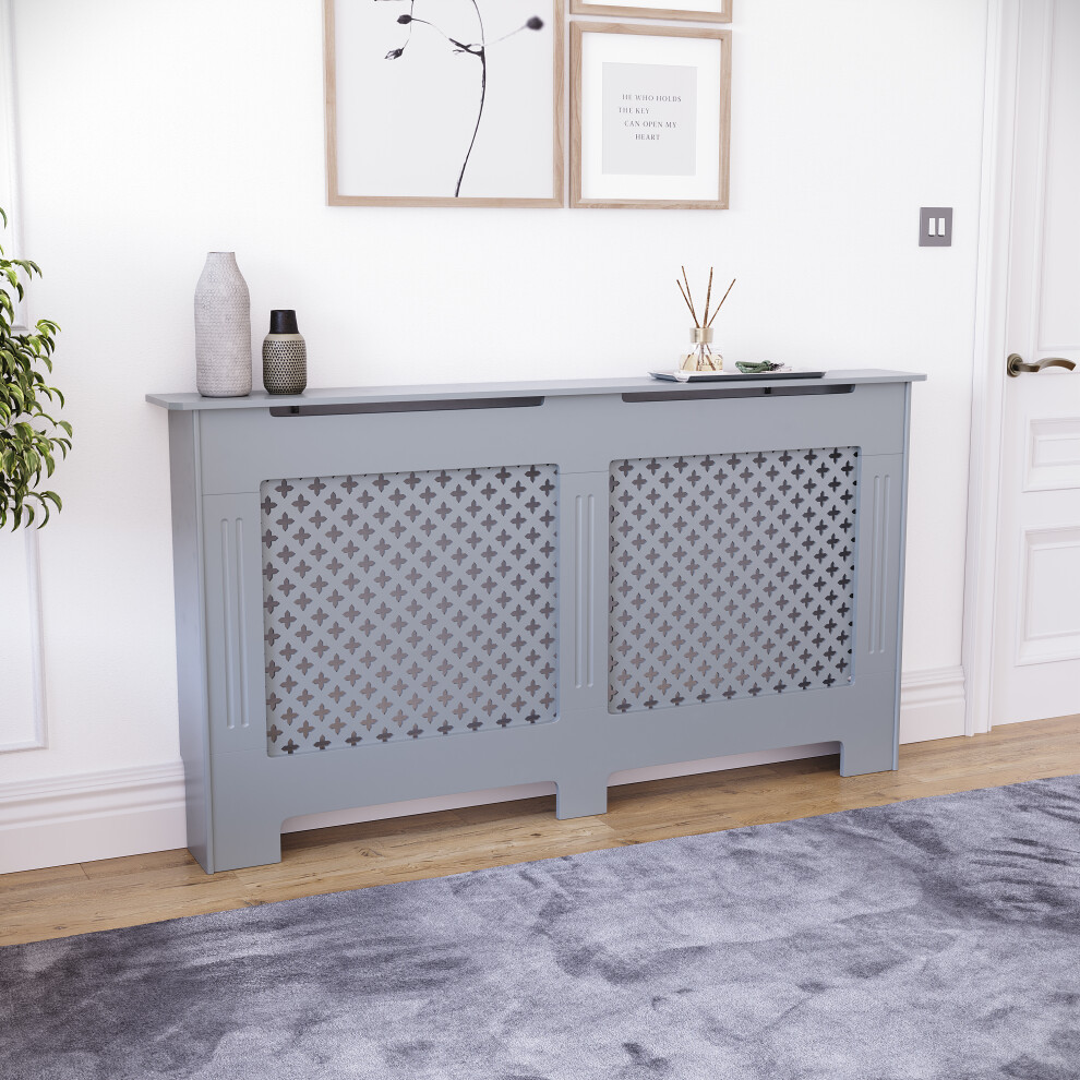 Vida Designs (Large) Oxford Radiator Cover Dark Mdf Grill Guard Grey