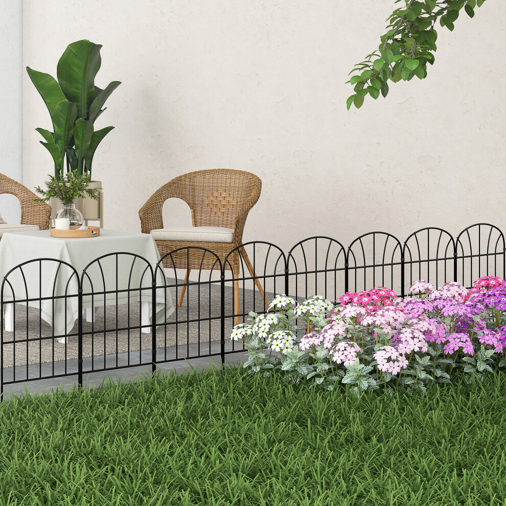 Outsunny 8Pcs Decorative Garden Fencing 24In X 8.7Ft Metal Border Edging