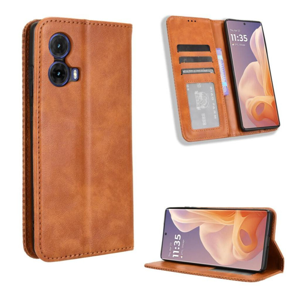 (Brown) Case For Motorola Moto S50 Neo 5G Pu Leather Wallet Magnetic Closure Brown 764563441303