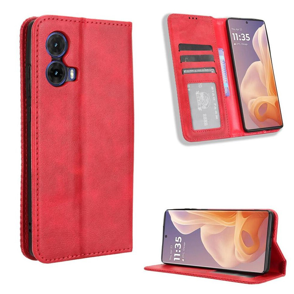 (Red) Case For Motorola Moto S50 Neo 5G Pu Leather Wallet Magnetic Closure Red 764563441280
