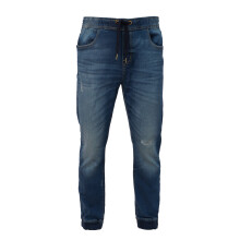 (S) Elasticated Denim Joggers with Drawcord and Classic Pockets - Mid Wash