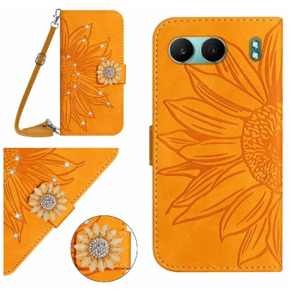 (Yellow) Case For Oneplus Nord 4 5G Kickstand Protective With A Long Lanyard Leather Wallet With Card Slot Stand Sunflower Yellow 764563442102